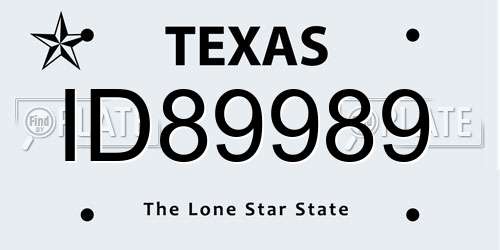 ID89989 Texas License Plate