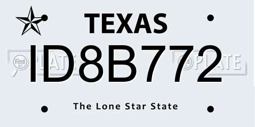 ID8B772 Texas License Plate