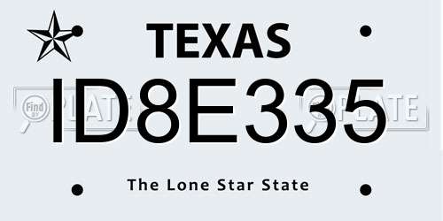 ID8E335 Texas License Plate