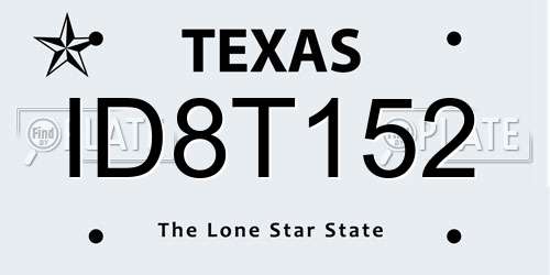 ID8T152 Texas License Plate