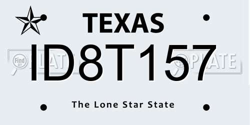 ID8T157 Texas License Plate