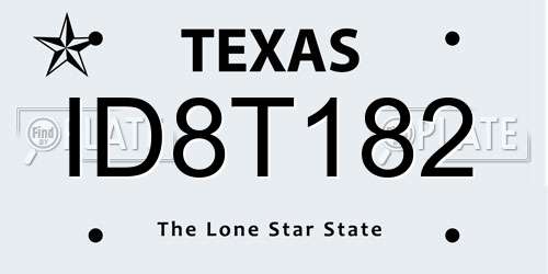 ID8T182 Texas License Plate
