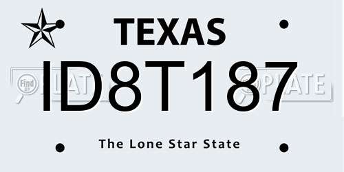 ID8T187 Texas License Plate