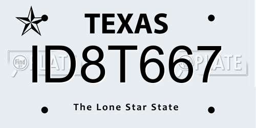ID8T667 Texas License Plate
