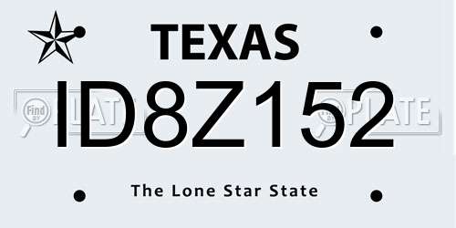 ID8Z152 Texas License Plate