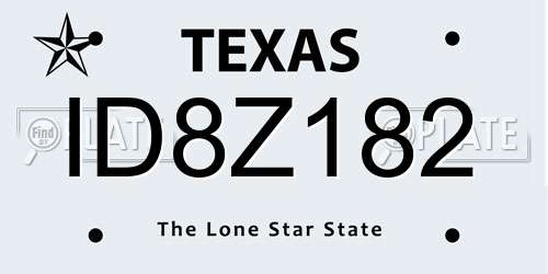 ID8Z182 Texas License Plate