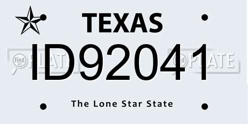 ID92041 Texas License Plate