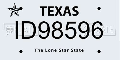 ID98596 Texas License Plate