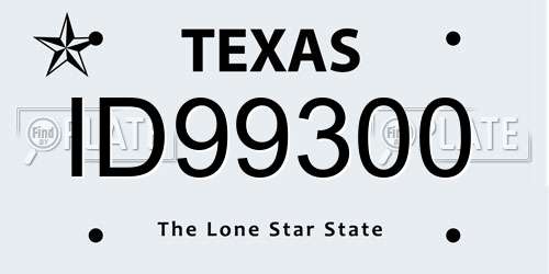 ID99300 Texas License Plate