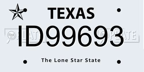 ID99693 Texas License Plate