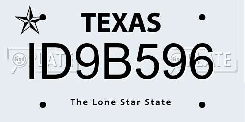 ID9B596 Texas License Plate