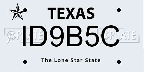 ID9B5C Texas License Plate