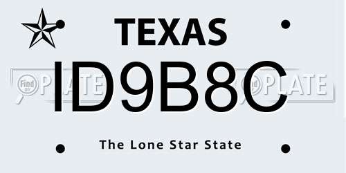ID9B8C Texas License Plate