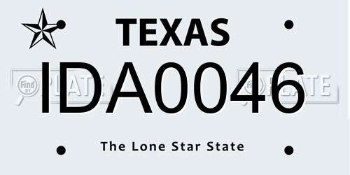 IDA0046 Texas License Plate