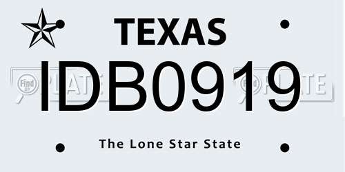 IDB0919 Texas License Plate