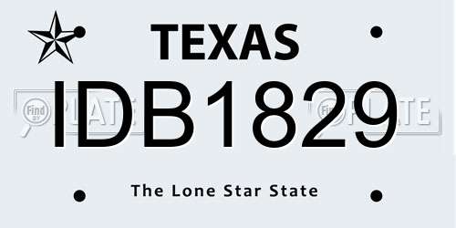 IDB1829 Texas License Plate