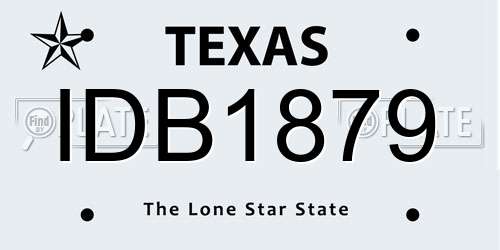 IDB1879 Texas License Plate