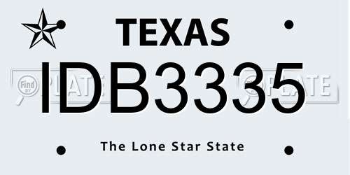 IDB3335 Texas License Plate