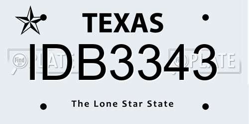 IDB3343 Texas License Plate