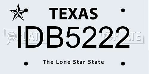 IDB5222 Texas License Plate