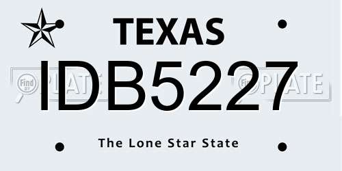 IDB5227 Texas License Plate