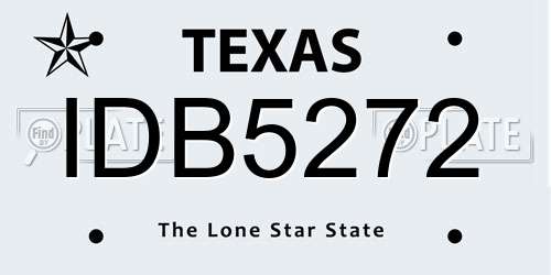 IDB5272 Texas License Plate