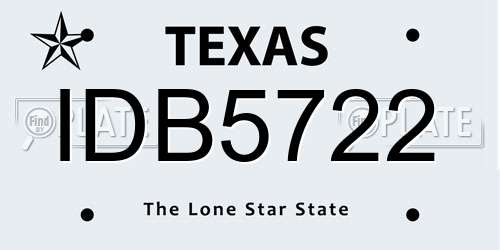 IDB5722 Texas License Plate