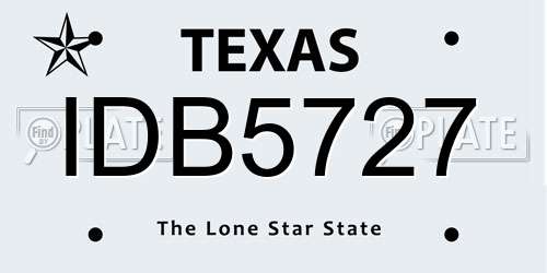 IDB5727 Texas License Plate