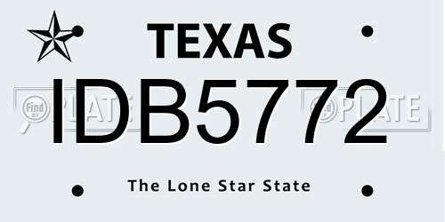 IDB5772 Texas License Plate