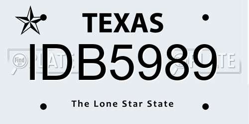 IDB5989 Texas License Plate