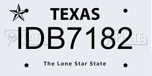IDB7182 Texas License Plate