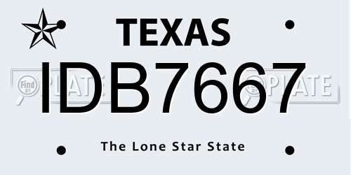 IDB7667 Texas License Plate
