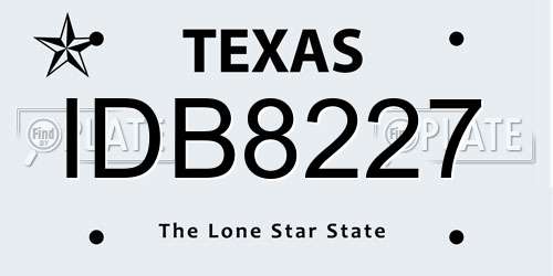 IDB8227 Texas License Plate