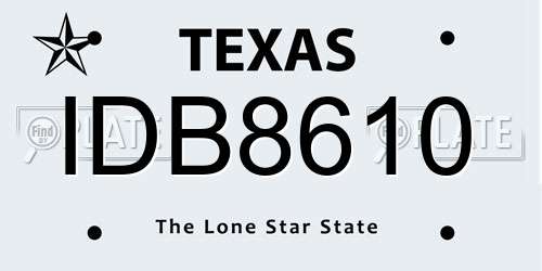 IDB8610 Texas License Plate