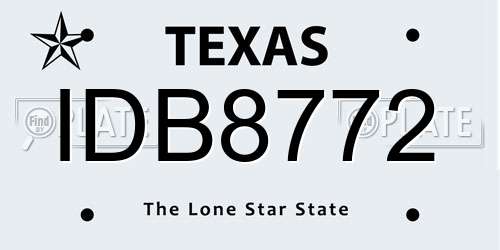 IDB8772 Texas License Plate