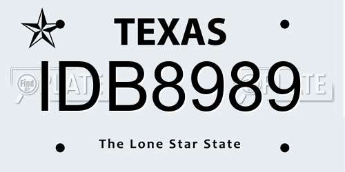 IDB8989 Texas License Plate