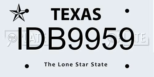 IDB9959 Texas License Plate