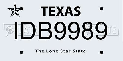 IDB9989 Texas License Plate