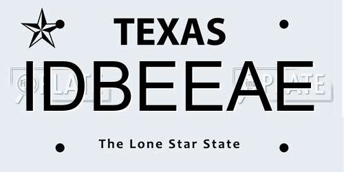 IDBEEAE Texas License Plate