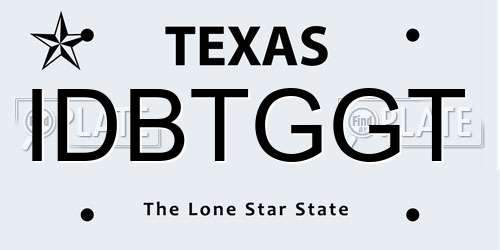 IDBTGGT Texas License Plate