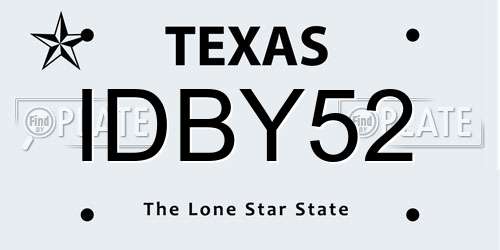 IDBY52 Texas License Plate
