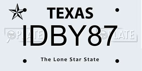 IDBY87 Texas License Plate