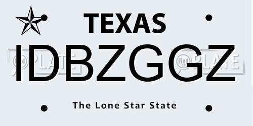 IDBZGGZ Texas License Plate