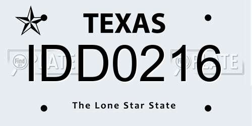 IDD0216 Texas License Plate
