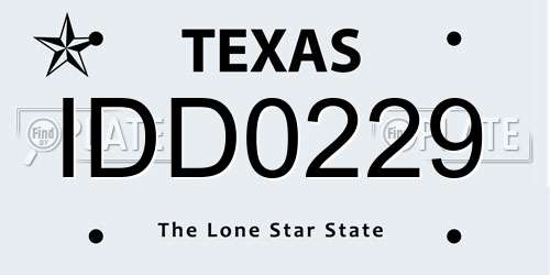 IDD0229 Texas License Plate