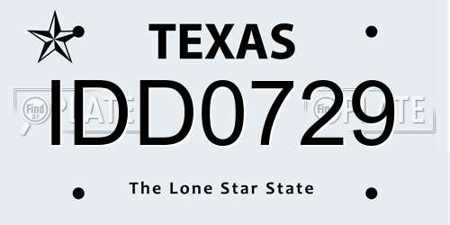 IDD0729 Texas License Plate