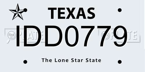 IDD0779 Texas License Plate