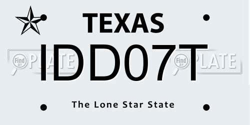 IDD07T Texas License Plate