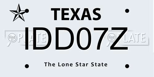 IDD07Z Texas License Plate