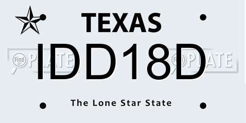 IDD18D Texas License Plate